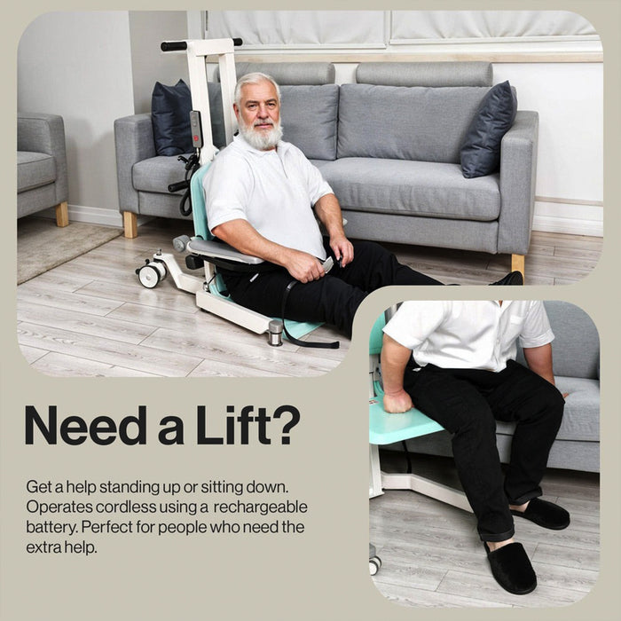 SuperHandy GoRise TX Patient Transfer Lift 500lb Capacity Portable Floor-to-Stand with Ergonomic Support