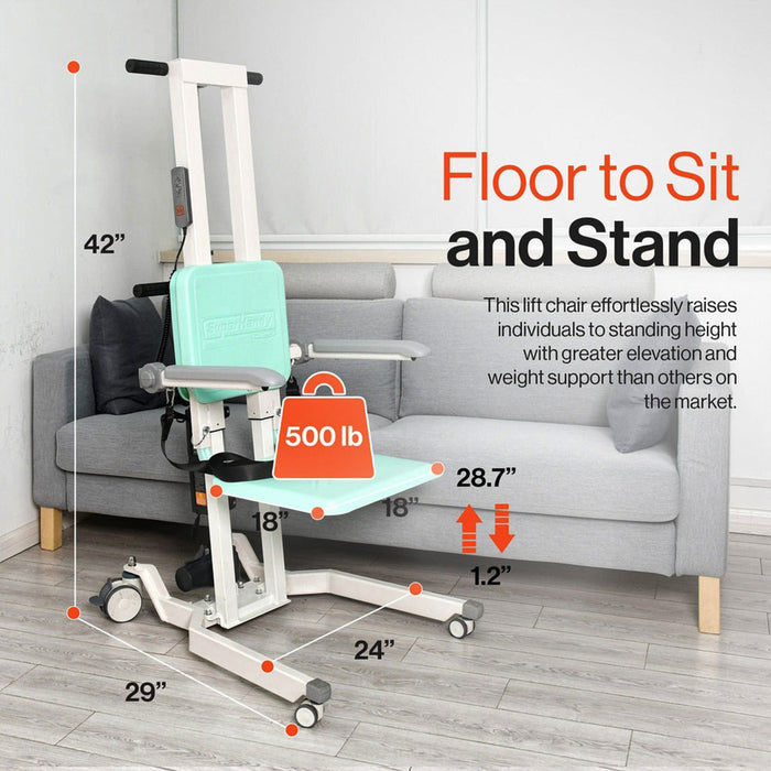 SuperHandy GoRise TX Patient Transfer Lift 500lb Capacity Portable Floor-to-Stand with Ergonomic Support
