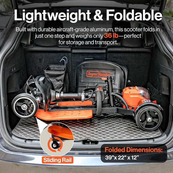 SuperHandy 4-Wheel Passport Prime Electric Travel Mobility Scooter Foldable 48V Li-Ion Battery 330 lb Capacity