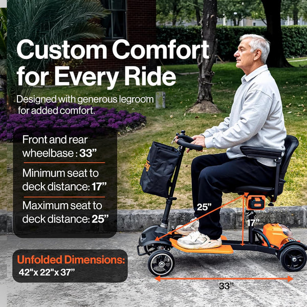 SuperHandy 4-Wheel Passport Prime Electric Travel Mobility Scooter Foldable 48V Li-Ion Battery 330 lb Capacity