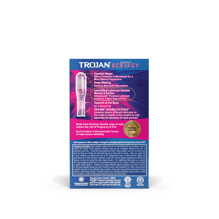 Trojan Condom Double Ecstasy 3 Count - Elvoros