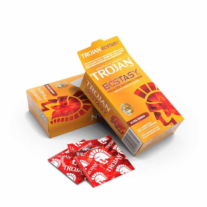 Trojan Condom Ecstasy Ultra Ribbed 3 Count - Elvoros