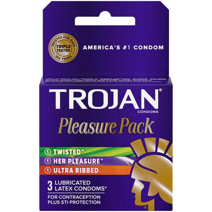 Trojan Condom Pleasure Pack 3 Count - Elvoros