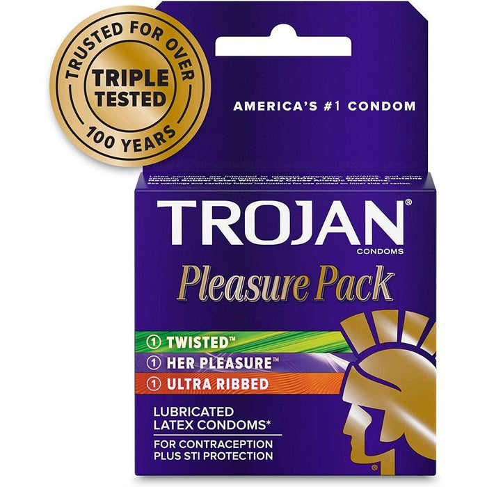 Trojan Condom Pleasure Pack 3 Count - Elvoros