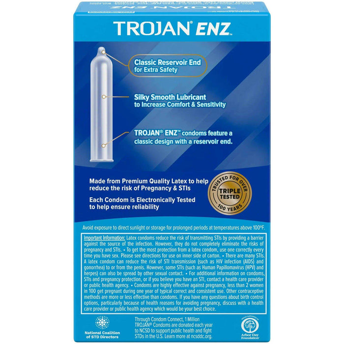 Trojan ENZ Premium Smooth Lubricated Condoms - 12 Count - Elvoros