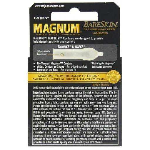 Trojan Magum Bareskin Large Size Condoms - 3 Count - Elvoros