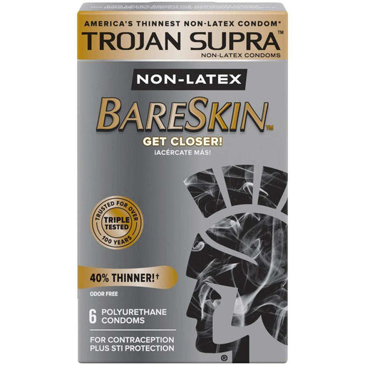 Trojan Supra Americas Thinnest Non-latex Bareskin Condoms - 6 Count - Elvoros