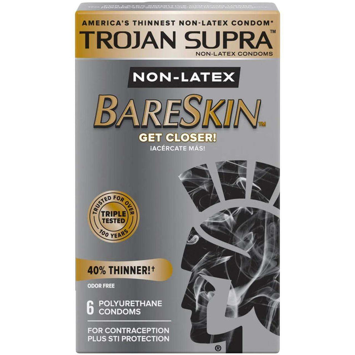 Trojan Supra Americas Thinnest Non-latex Bareskin Condoms - 6 Count - Elvoros