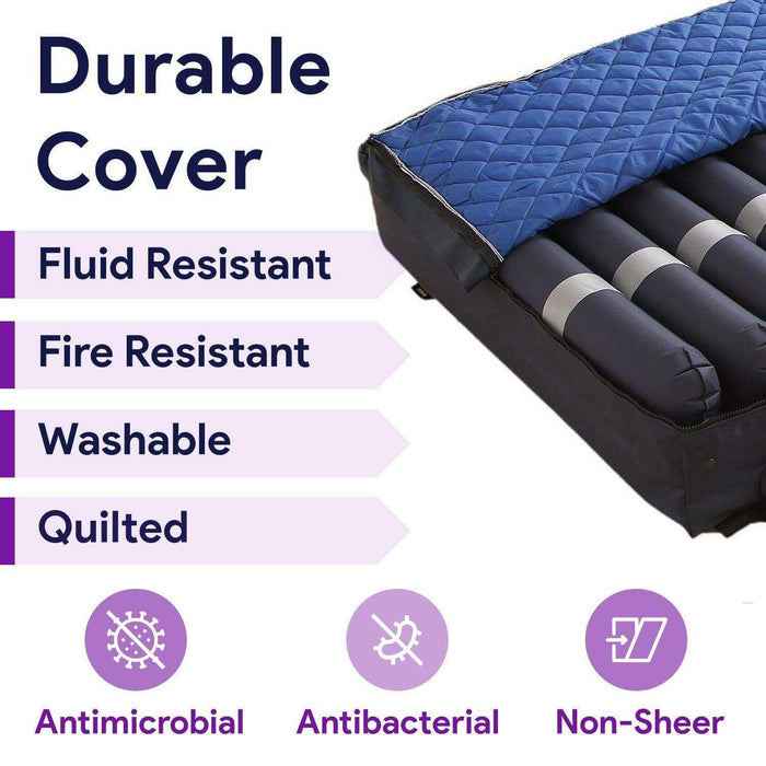 True Low Air Loss Mattress, Alternating Pressure, Pulsation, Rails - 42x80x8/11" - Elvoros