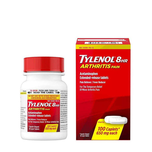 Tylenol 8 Hour Arthritis Joint Pain Acetaminophen Tablets - 100 Count - Elvoros