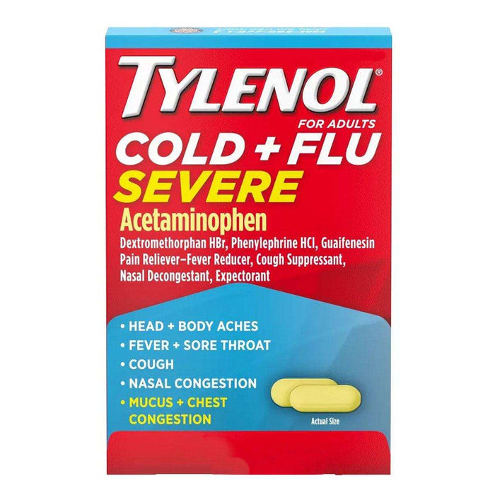 Tylenol Cold & Flu Severe Multi Symptom Caplets Acetaminophen - 100ct - Elvoros