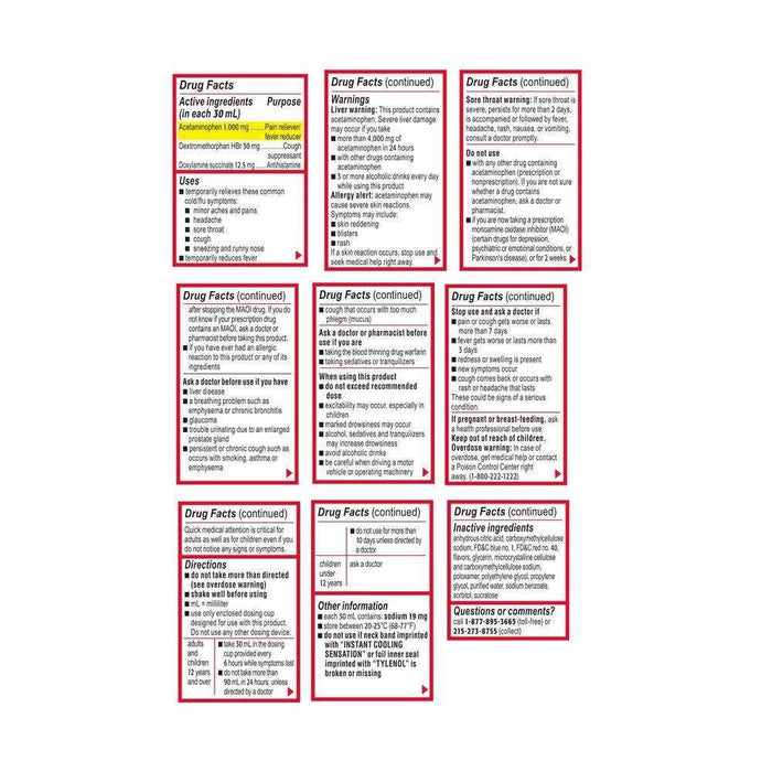 Tylenol Extra Strength Severe Cough + Sore Throat Night Liquid - 8 OZ - Elvoros