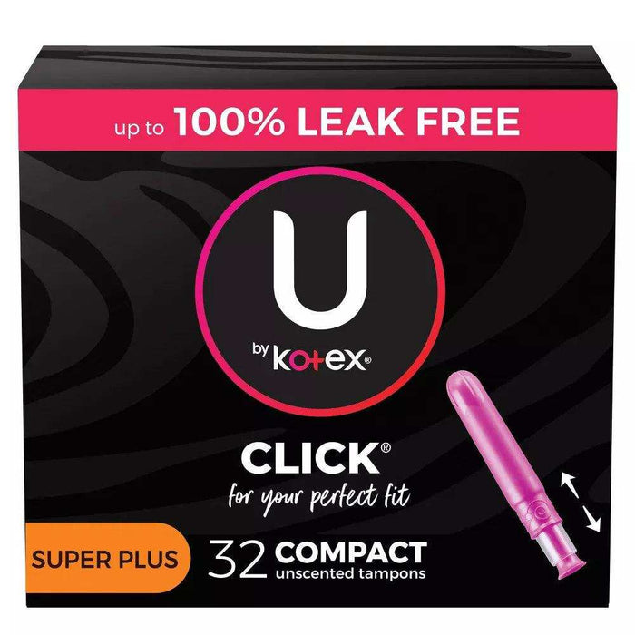 U by Kotex Click Compact Tampons, Super Plus Absorbency - 32 ct. - Elvoros