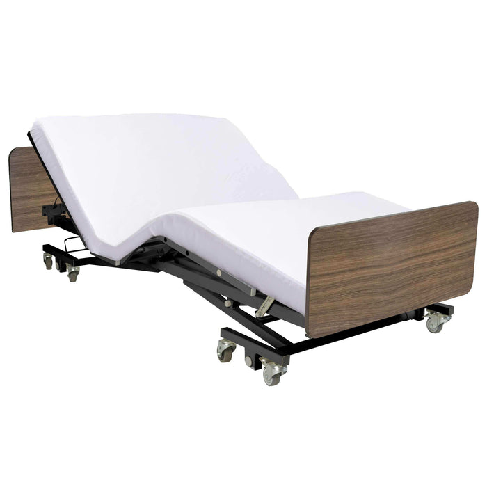 Ultra Low Electric Homecare Hospital Bed and Memory Foam Mattress - Expandable Width - Elvoros