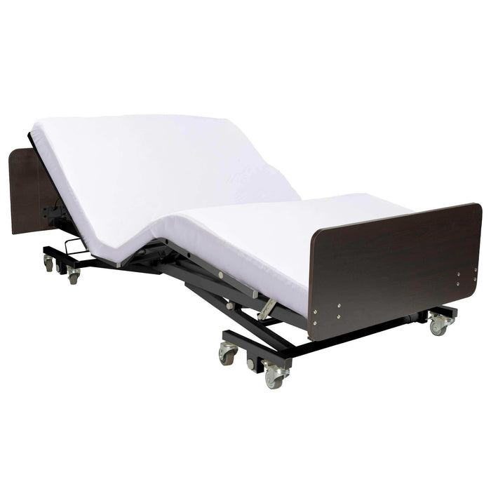 Ultra Low Electric Homecare Hospital Bed and Memory Foam Mattress - Expandable Width - Elvoros