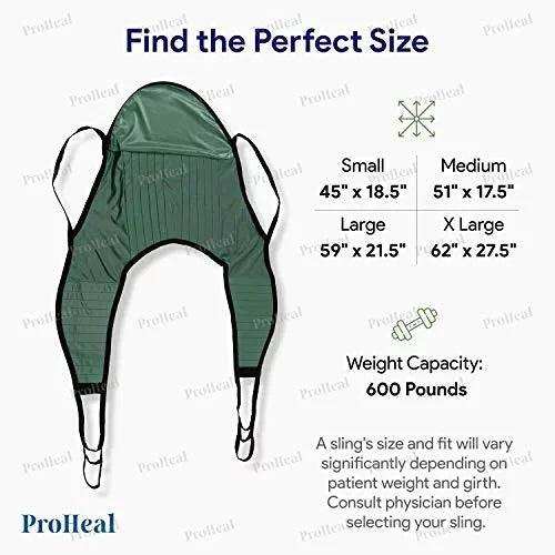 ProHeal Universal Padded Lift U Sling with Head Support - Elvoros
