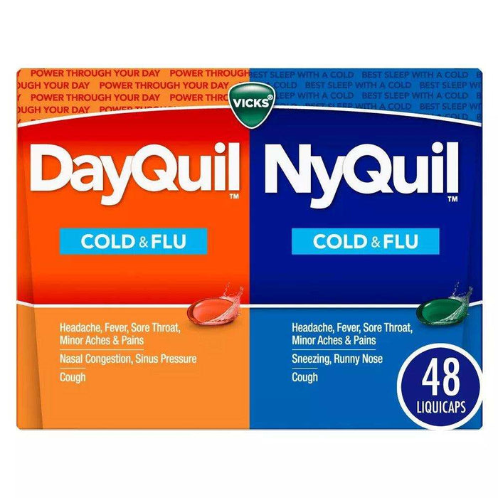 Vicks DayQuil and NyQuil LiquiCaps, Combo Pack, 48 ct. (32 ct. Dayquil / 16 ct. Nyquil) - Elvoros