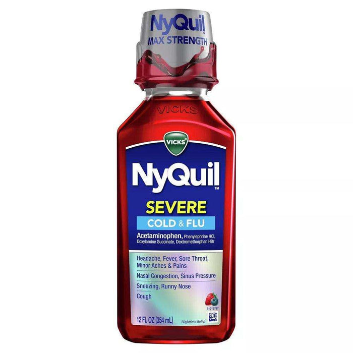 Vicks NyQuil Cold & Flu Medicine Liquid - Cherry - 8 fl oz - Elvoros