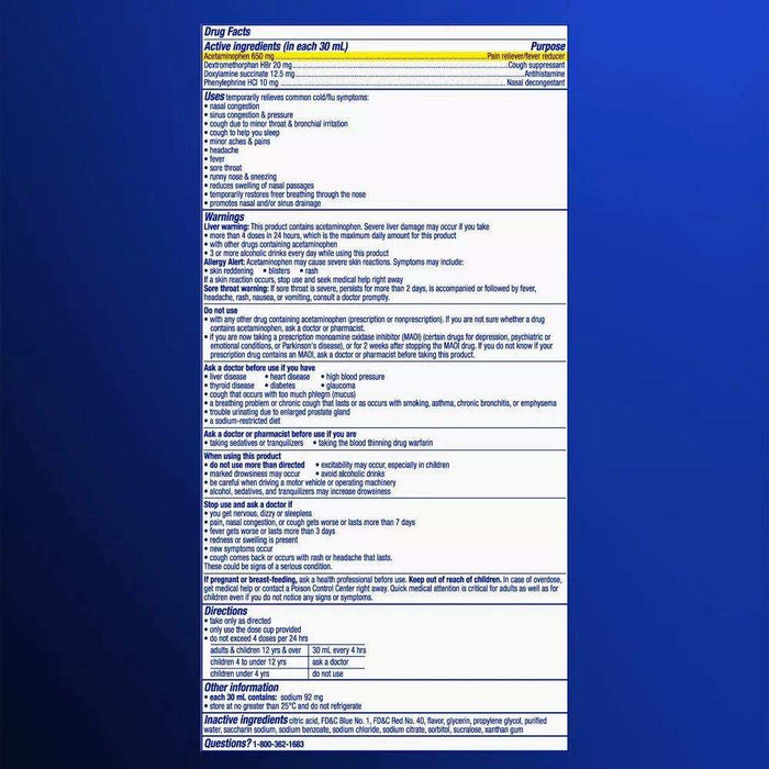 Vicks NyQuil Cold & Flu Medicine Liquid - Cherry - 8 fl oz - Elvoros