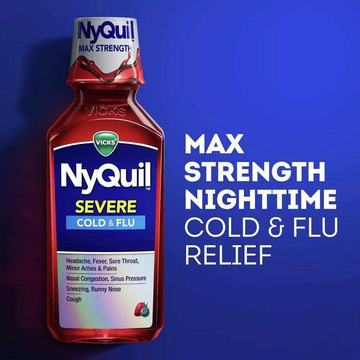 Vicks NyQuil Cold & Flu Medicine Liquid - Cherry - 8 fl oz - Elvoros