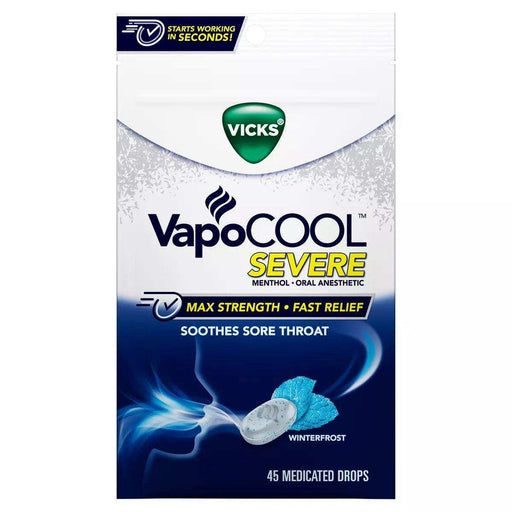 Vicks VapoCOOL Severe Medicated Cough Drops - Menthol - 45ct - Elvoros