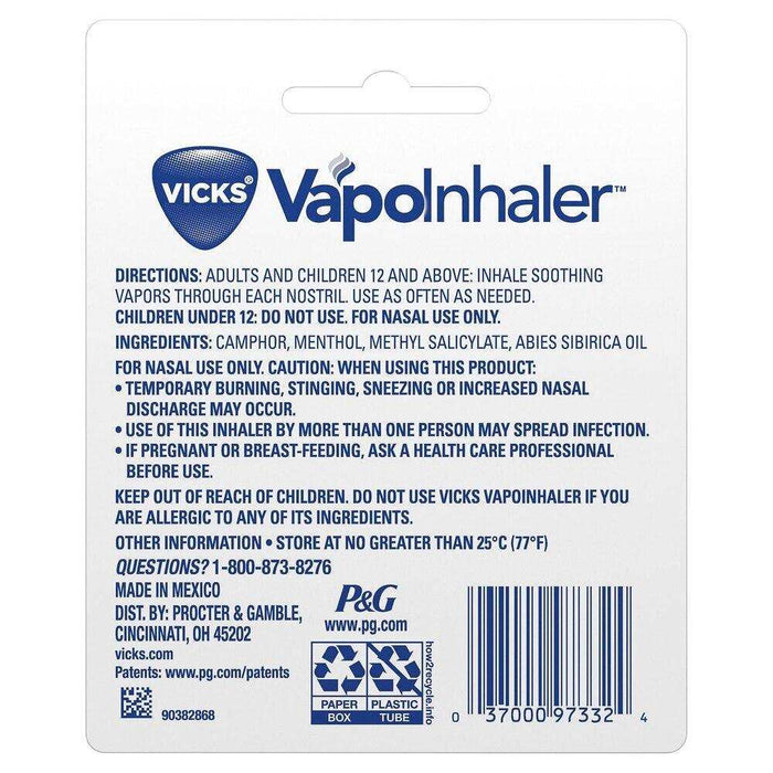 Vicks VapoInhaler Portable Nasal Inhaler, Non-Medicated - Elvoros