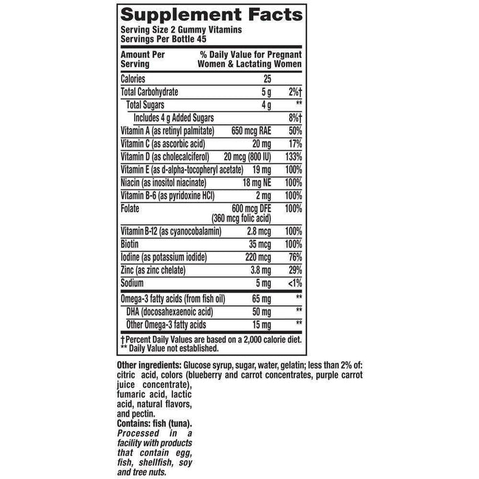 Vitafusion PreNatal Gummy Vitamins, Berry, Lemon and Cherry - 90 ct. - Elvoros