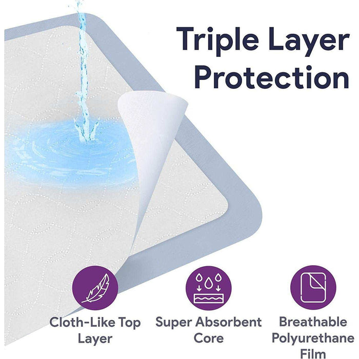 ProHeal Washable Bed Pads - Soft Absorbent Poly Blend Chucks - Elvoros