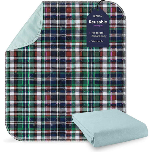 ProHeal Washable Bed Pads - Soft Tartan Leak Proof Chucks - 34"x36" - Elvoros