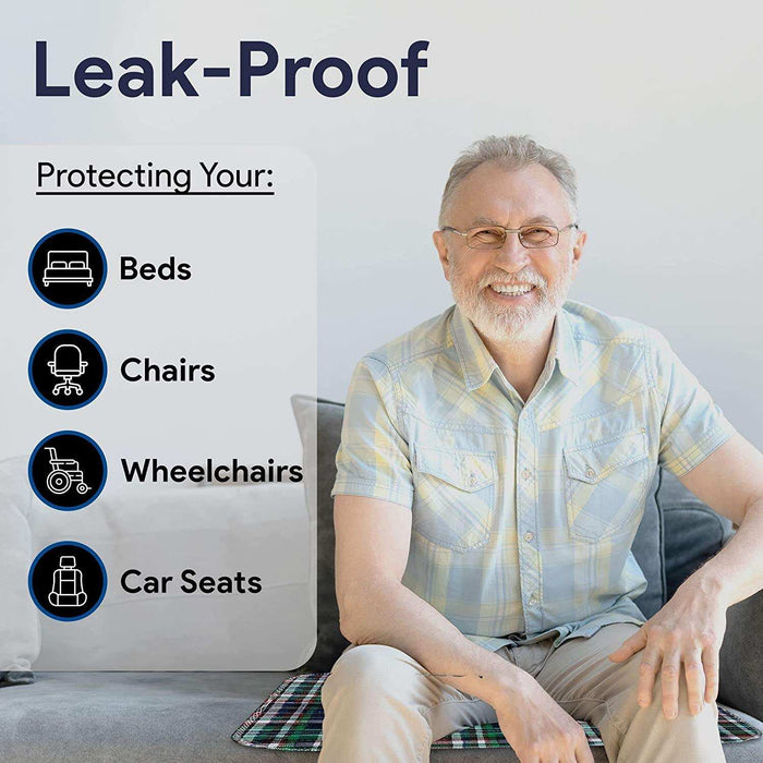 ProHeal Washable Bed Pads - Soft Tartan Leak Proof Chucks - 34"x36" - Elvoros