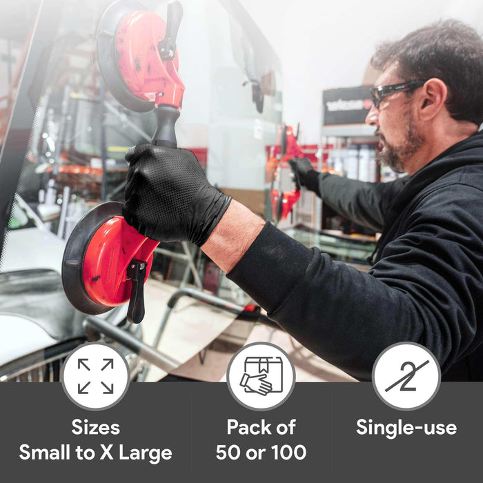 WeCare Diamond Textured 8 Mil Nitrile Gloves - Black - Elvoros