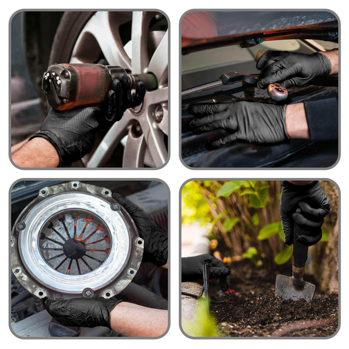 WeCare Diamond Textured 8 Mil Nitrile Gloves - Black - Elvoros