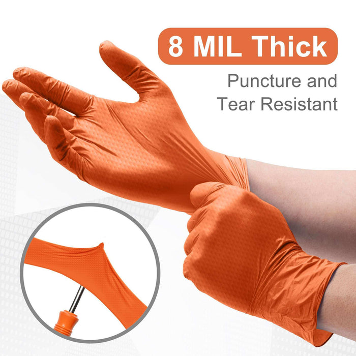 WeCare Diamond Textured 8 Mil Nitrile Gloves - Orange - Elvoros