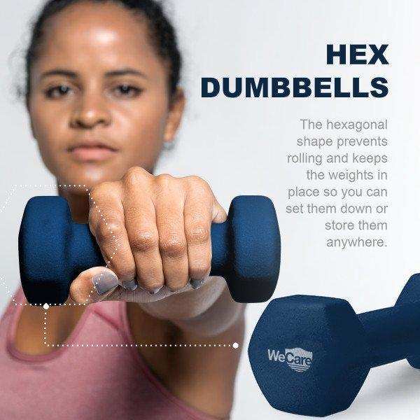 WeCare Fitness Hex Dumbbells Set of 2 - Blue - Elvoros