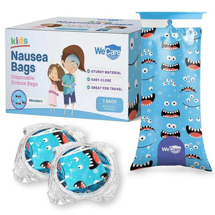 WeCare Kids Disposable Vomit Bags Monster - 5 Pack - Elvoros