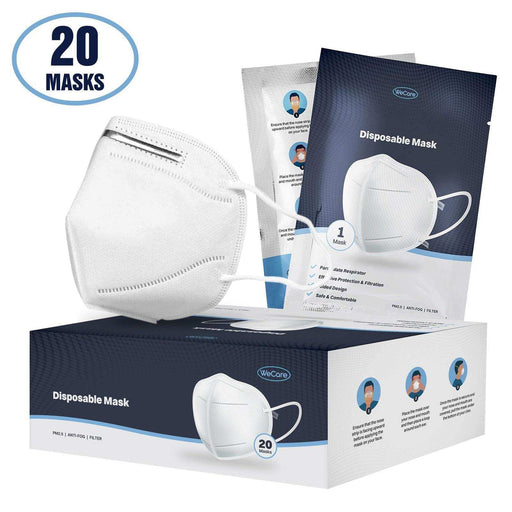 WeCare KN95 Protective Disposable Face Masks - 20 Pack (Individually Wrapped) - Elvoros