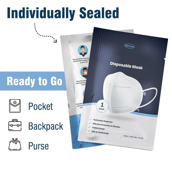 WeCare KN95 Protective Disposable Face Masks - 20 Pack (Individually Wrapped) - Elvoros