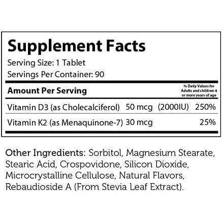 Zahler Junior D3 K2, Chewable Vitamin - Elvoros