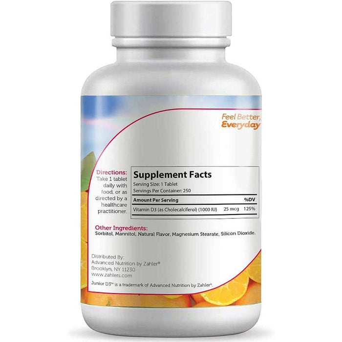 Zahler Junior Vitamin D3 Chewable 1000IU - Elvoros
