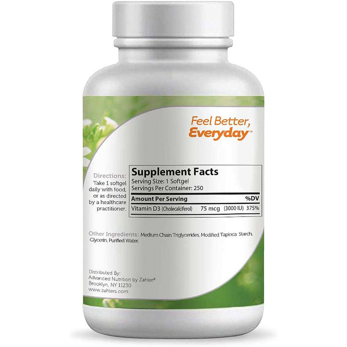 Zahler Vitamin D3 3000 IU - Elvoros