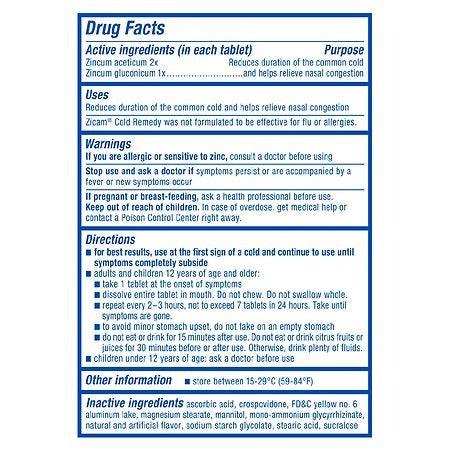 Zicam Cold Remedy Homeopathic Rapid Melts, Cherry - 25 ct. - Elvoros