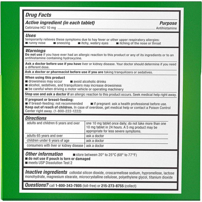 Zyrtec Allergy 10mg Tablets Blister Pack - 14 ct - Elvoros