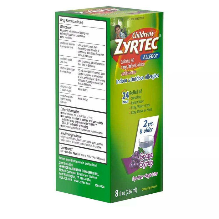 Zyrtec Children'S Allergy Grape Syrup 8 Oz - Syrup - Elvoros