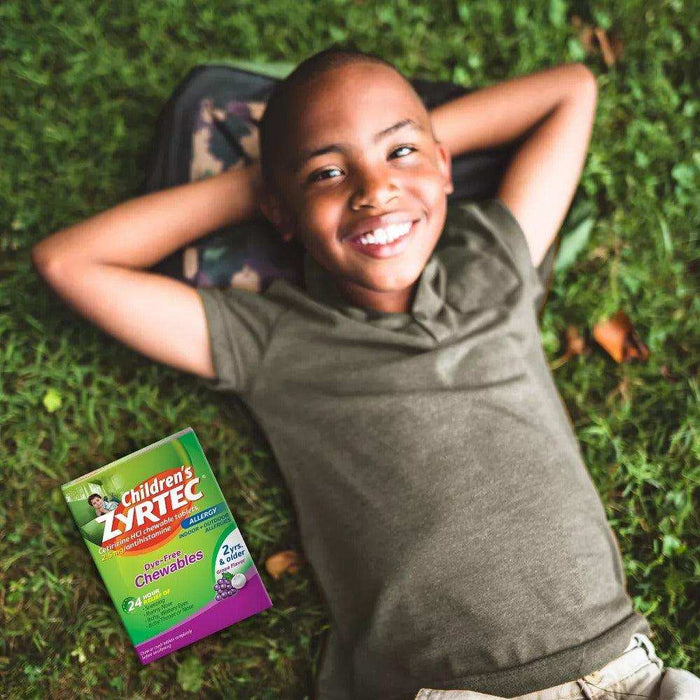 Zyrtec Children's Dye Free Cetirizine 2.5mg Chewables - Grape - Elvoros