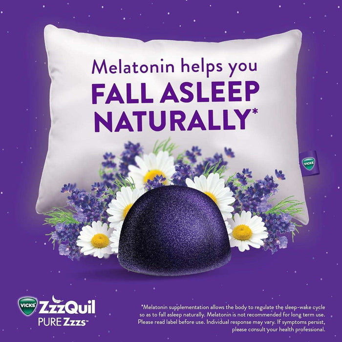 ZzzQuil PURE Zzzs Melatonin Sleep Aid Gummies with Lavender - 24 Count - Elvoros