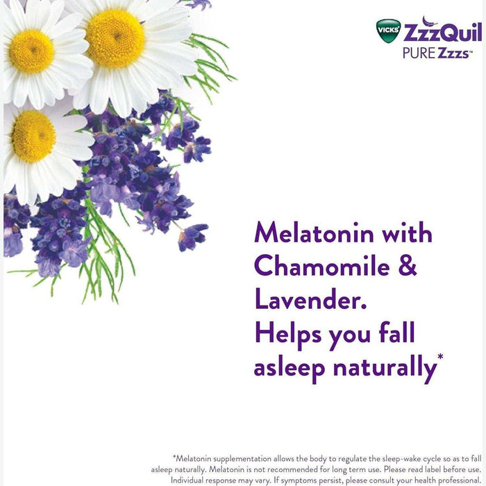 ZzzQuil PURE Zzzs Melatonin Sleep Aid Gummies with Lavender - 24 Count - Elvoros