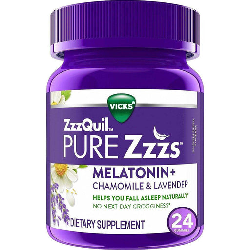 ZzzQuil PURE Zzzs Melatonin Sleep Aid Gummies with Lavender - 24 Count - Elvoros