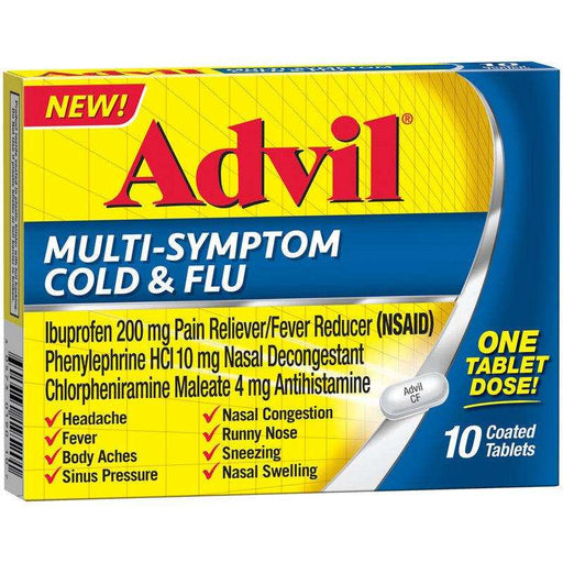 Advil Multi-Symptom Cold and Flu Pain Reliever Tablets - 10 Count - Elvoros