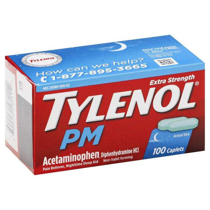 Tylenol PM Extra Strength Pain Reliever & Sleep Aid Caplets - 100 Ct - Elvoros