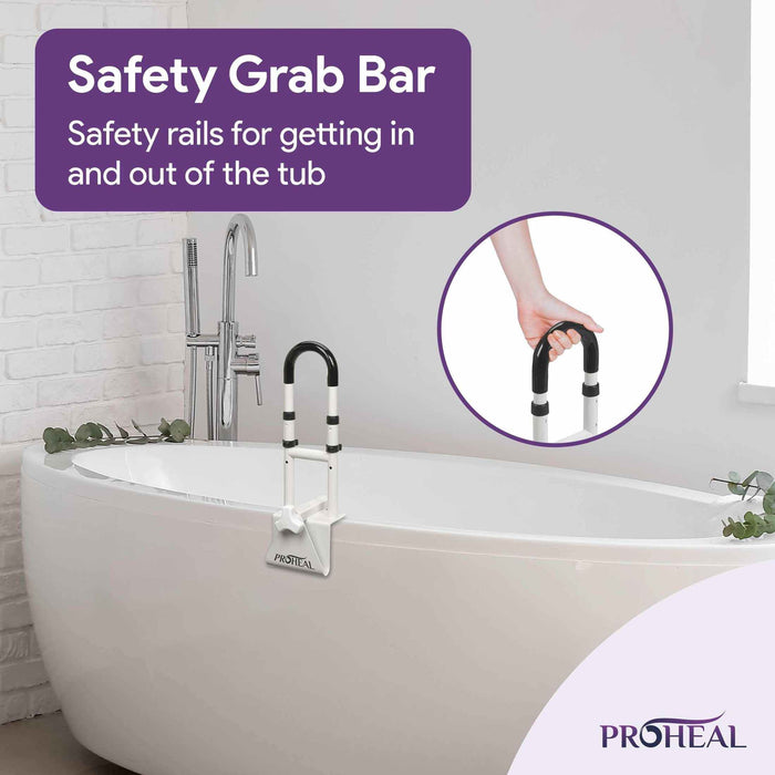 Adjustable Bathtub Grab Bar - Universal Clamp On Bar - Elvoros